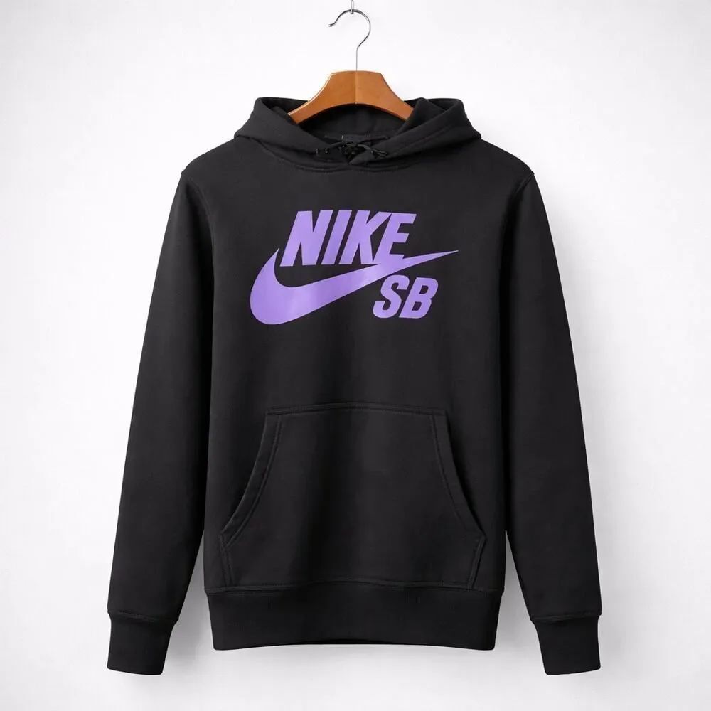 Nike SB Men’s Black Graphic Logo Hooded Sweatshirt Hoodie Athletic